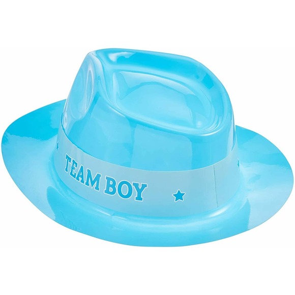 9 PACK GENDER REVEAL Adult Fedora Hats Blue BABY SHOWER 9 HATS Amscan Team Boy - Picture 6 of 8